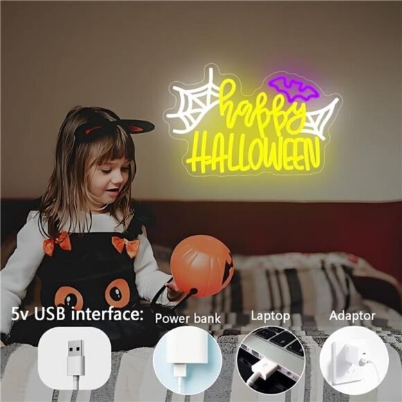 Halloween neon signs Spider Web Light Sign bat neon sign for bedroom decorations - Picture 3 of 6